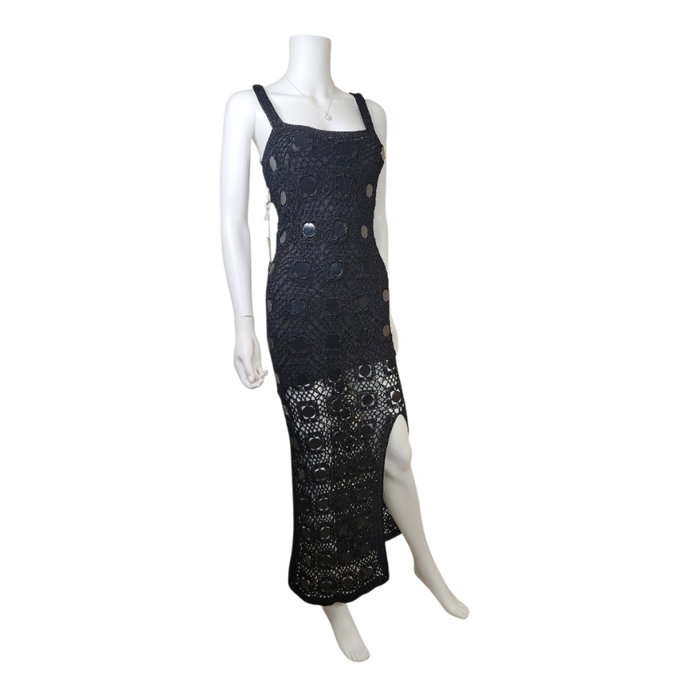 NWT $995 ALIX PINHO Translucid Pailette-Embellished Crocheted Maxi Dress Small - Picture 5 of 7